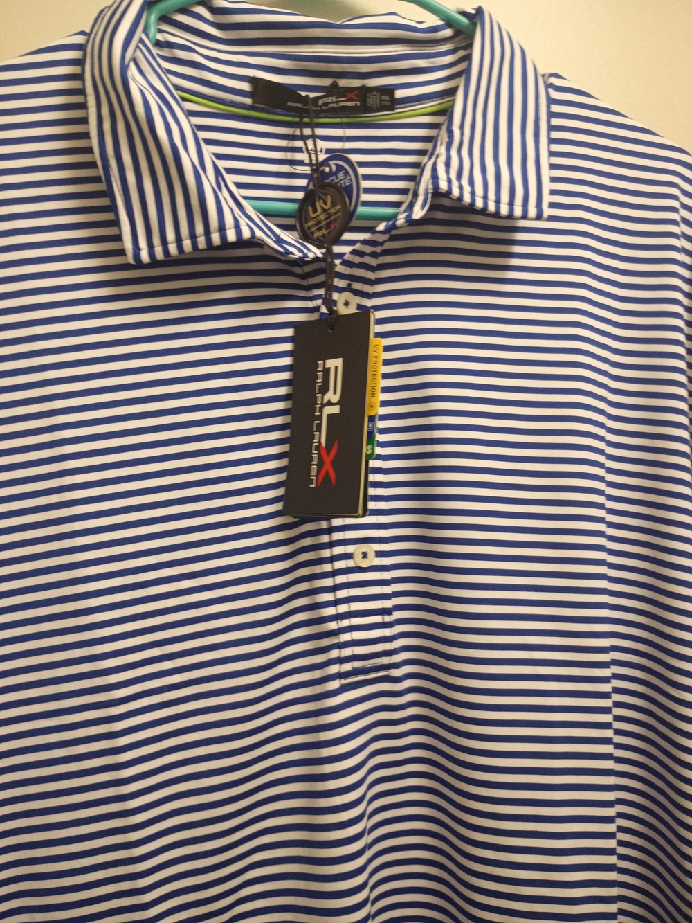 RLX Ralph Lauren Men’s Blue and White Striped Polo